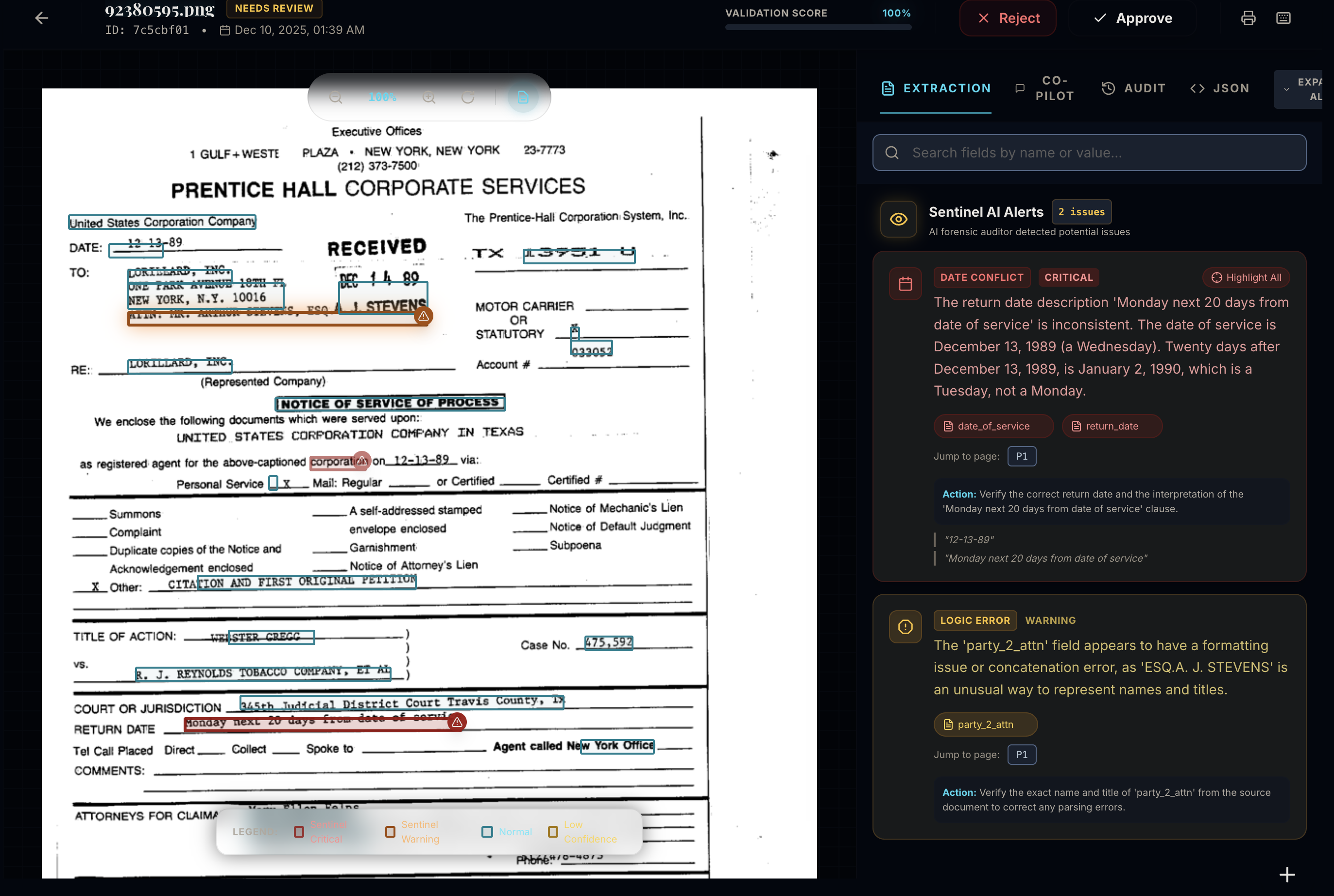 DocSentinel Alert Interface